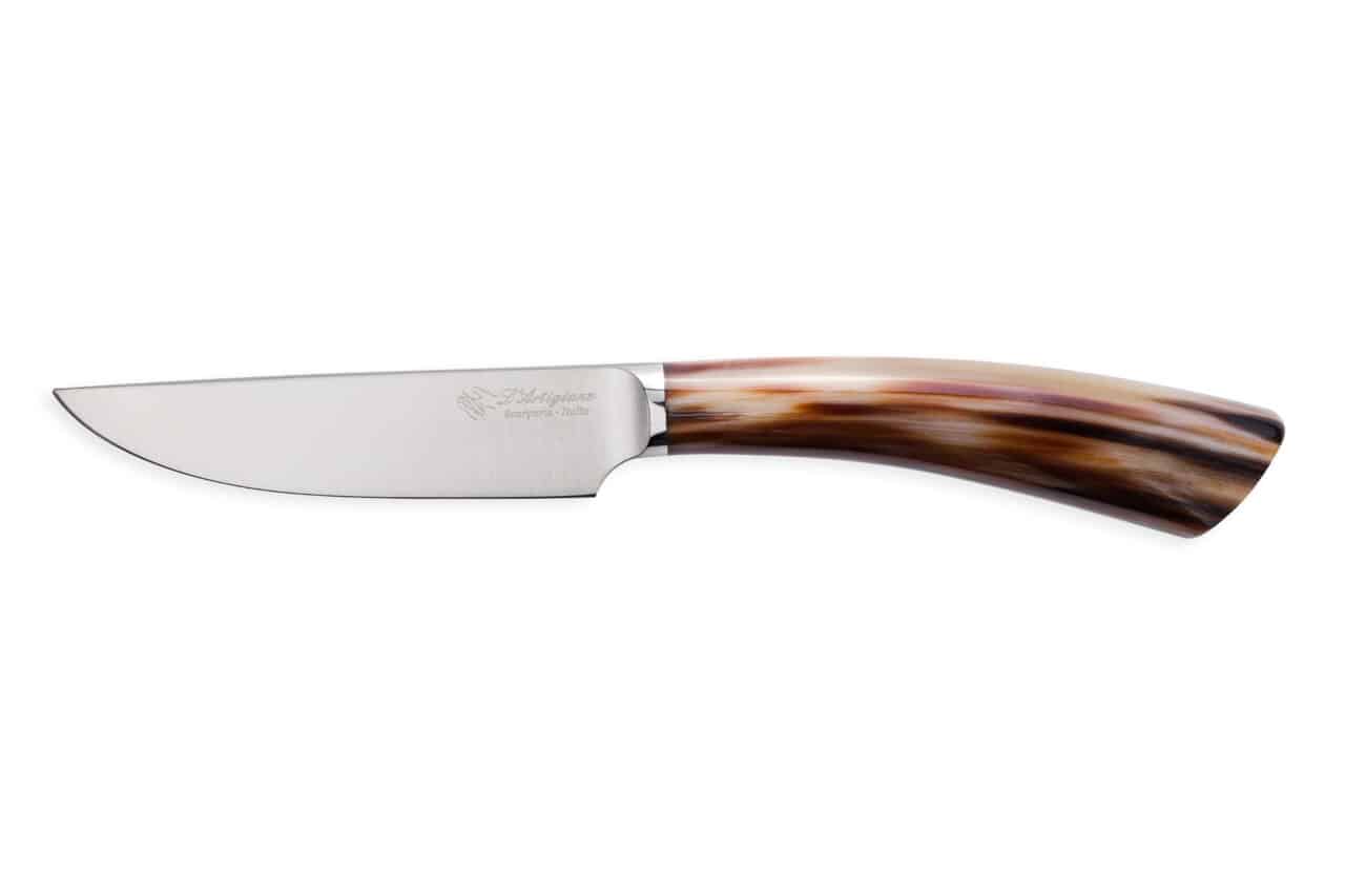 Rustic Steak Knife in Ox Horn Smooth Blade - Smooth Blade Steak and Table Knives - Knife Shop L'Artigiano Scarperia - 01