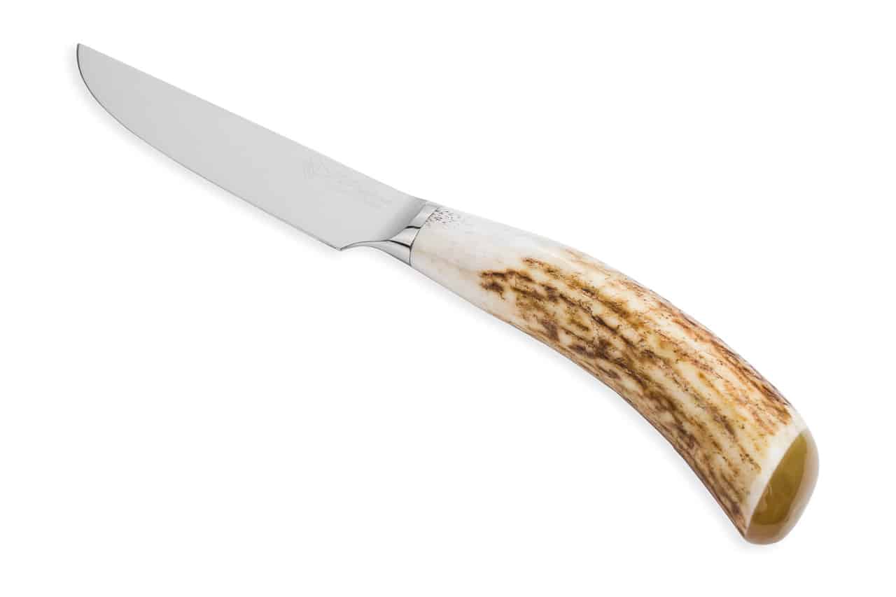 Rustic Steak Knife Deer Horn Smooth Blade - Smooth Blade Steak and Table Knives - Knife Shop L'Artigiano Scarperia - 02