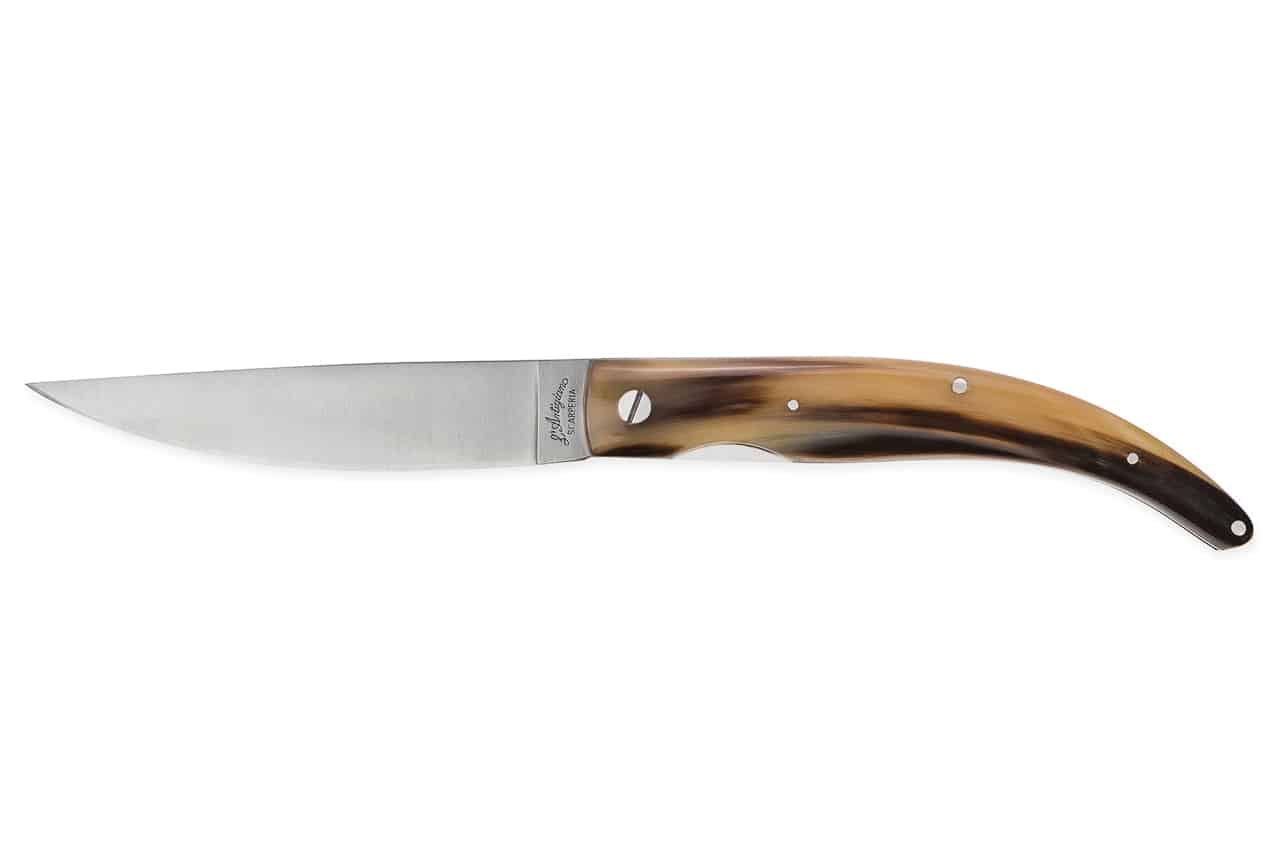 Personal Steak Knife in Ox Horn Smooth Blade - Smooth Blade Steak and Table Knives - Knife Shop L'Artigiano Scarperia - 01