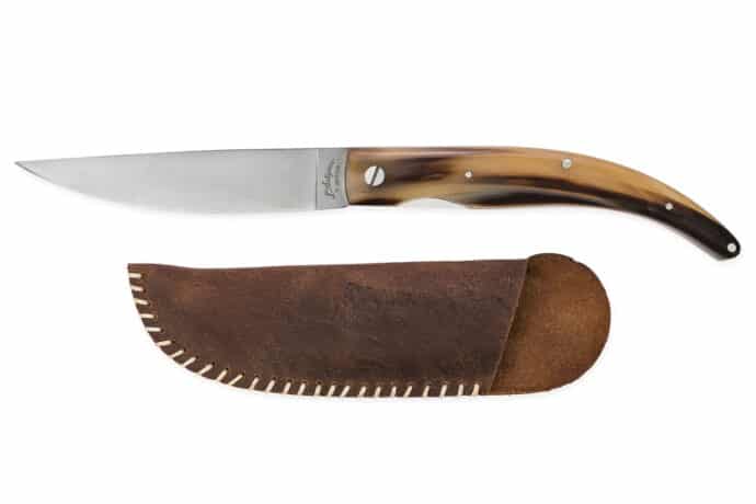 Personal Steak Knife in Ox Horn Smooth Blade - Smooth Blade Steak and Table Knives - Knife Shop L'Artigiano Scarperia - 02