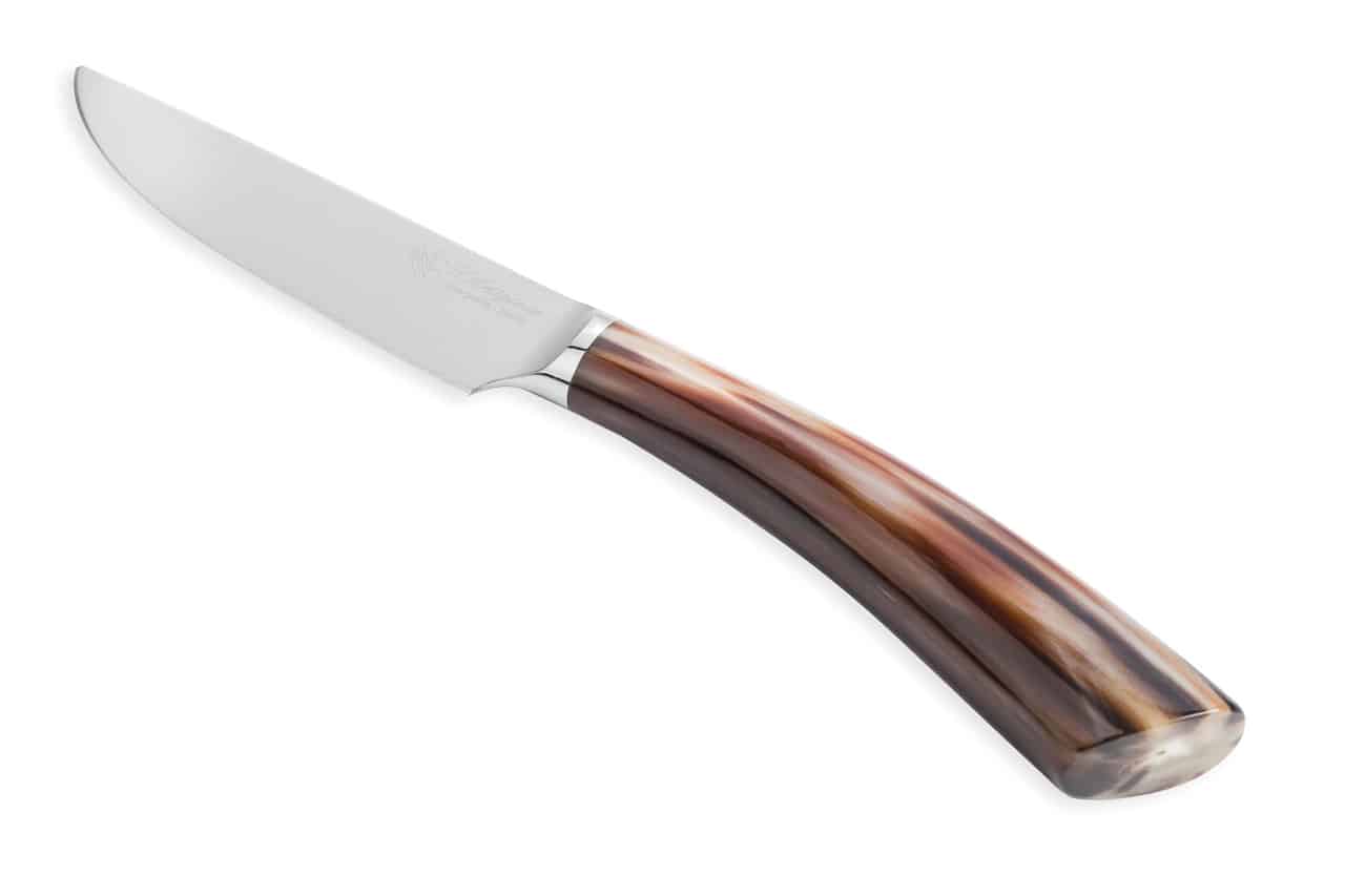 Rustic Steak Knife in Ox Horn Smooth Blade - Smooth Blade Steak and Table Knives - Knife Shop L'Artigiano Scarperia - 02