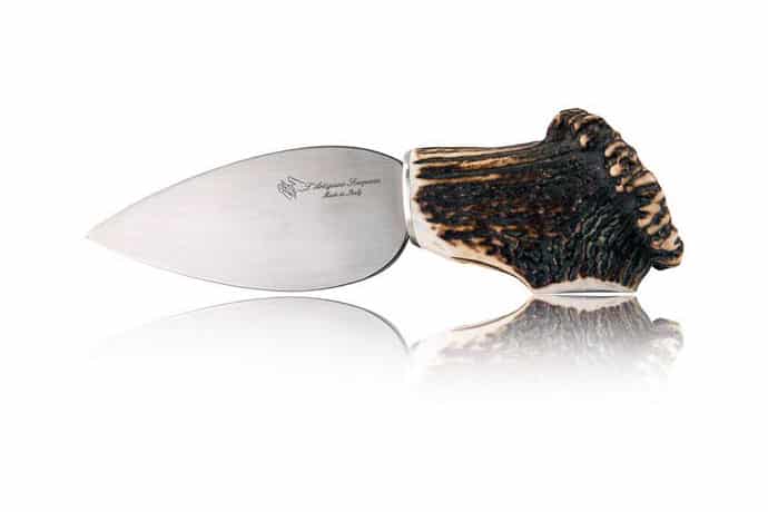 Heart-Shaped Cheese Knife with Deer Antler Handle - Cheese Knives and Accessories - Knife Shop L'Artigiano Scarperia - 01