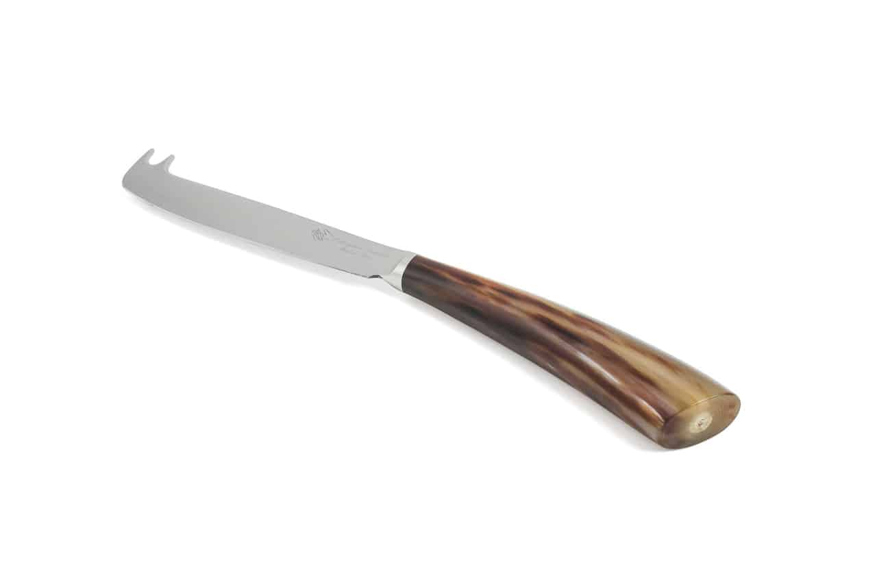 Wave Blade Forged Cheese Knife with Tasting Forklet and Ox Horn Handle - Cheese Knives and Accessories - Knife Shop L'Artigiano Scarperia - 02