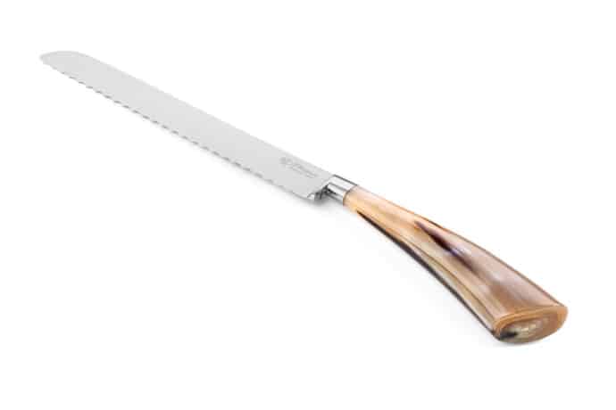 Forged 30 cm Bread Knife with Ox Horn Handle - Kitchen Knives and Accessories - Knife Shop L'Artigiano Scarperia - 02