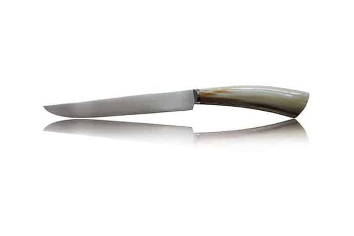 "Lux" Forged Roast Carving Knife with Ox Horn Handle - Kitchen Knives and Accessories - Knife Shop L'Artigiano Scarperia - 01