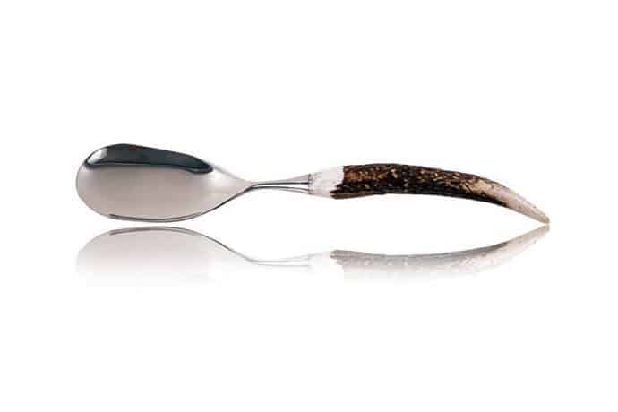 Forged Rice Scoop or Serving Spoon with Ox Horn Handle - Kitchen Knives and Accessories - Knife Shop L'Artigiano Scarperia - 01