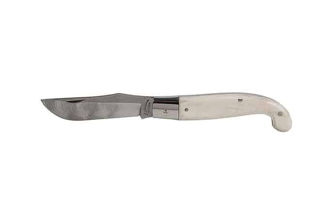 "Zuava" Knife with Damascus Steel Blade and Deer Antler Handle- Damascus Steel Blade Knives - Italian Regional Knives - Knife Shop L'Artigiano Scarperia - 01