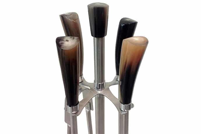 Lux Fireplace Tool Set with Ox Horn handles - Furniture and Luxury Accessories - Knife Shop L'Artigiano Scarperia - 02