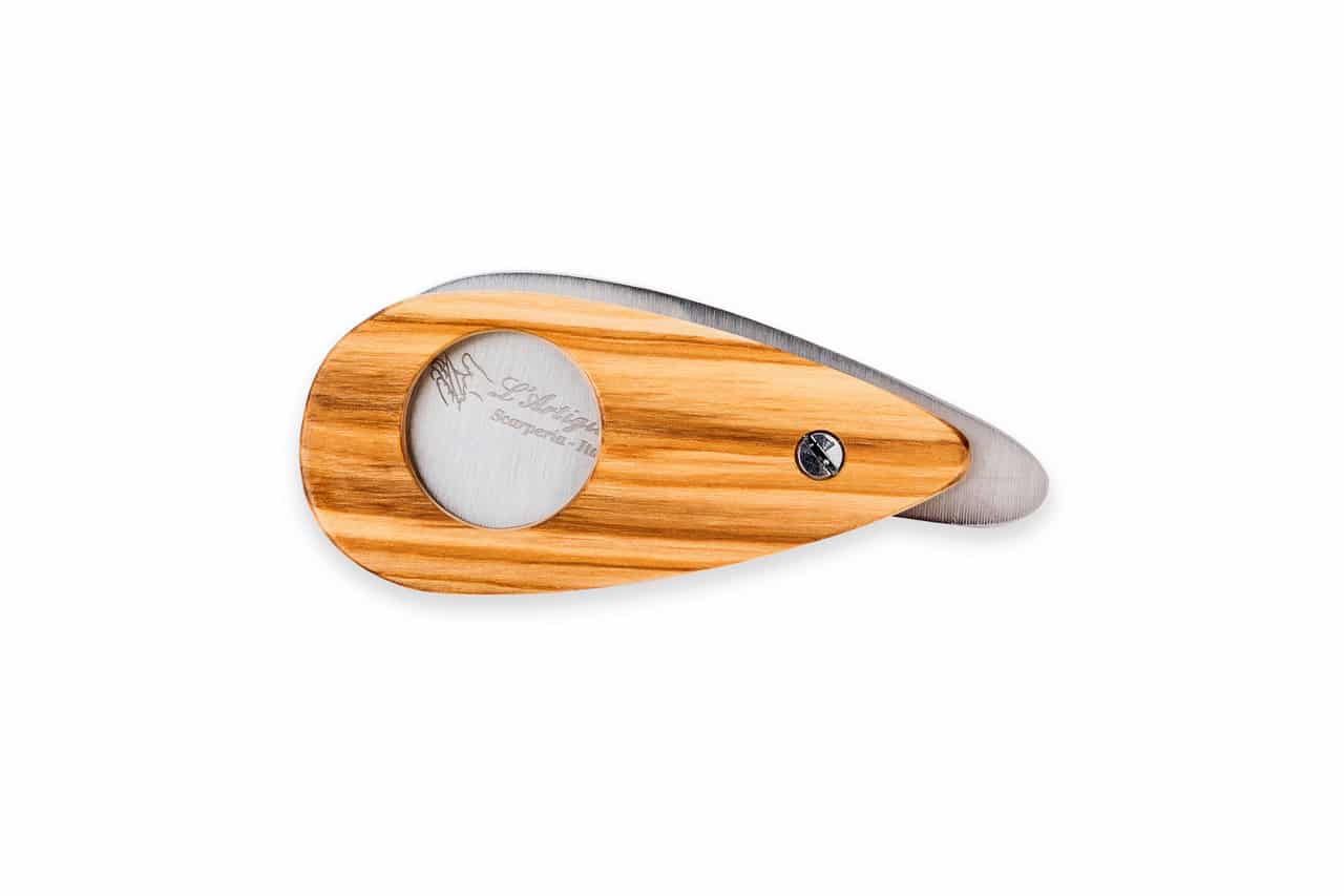 Olive Wood Oval Cigar Cutter - Smoking and Office Accessories - Knife Shop L'Artigiano Scarperia - 01