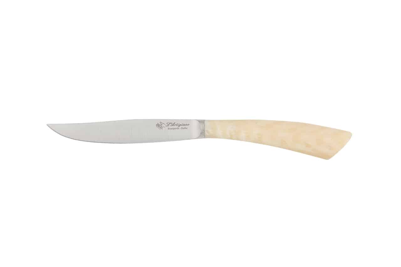 Nobile Steak Knife with Ivory Resin Handle - Steak and Table Knives - Knife Shop L'Artigiano Scarperia - 01