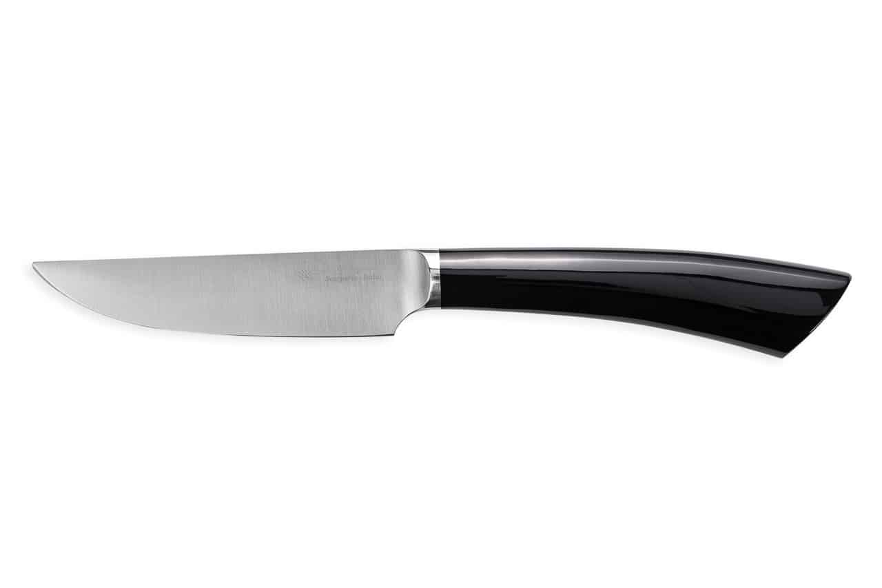 Rustic Steak Knife with Black Resin Handle - Steak and Table Knives - Knife Shop L'Artigiano Scarperia - 01