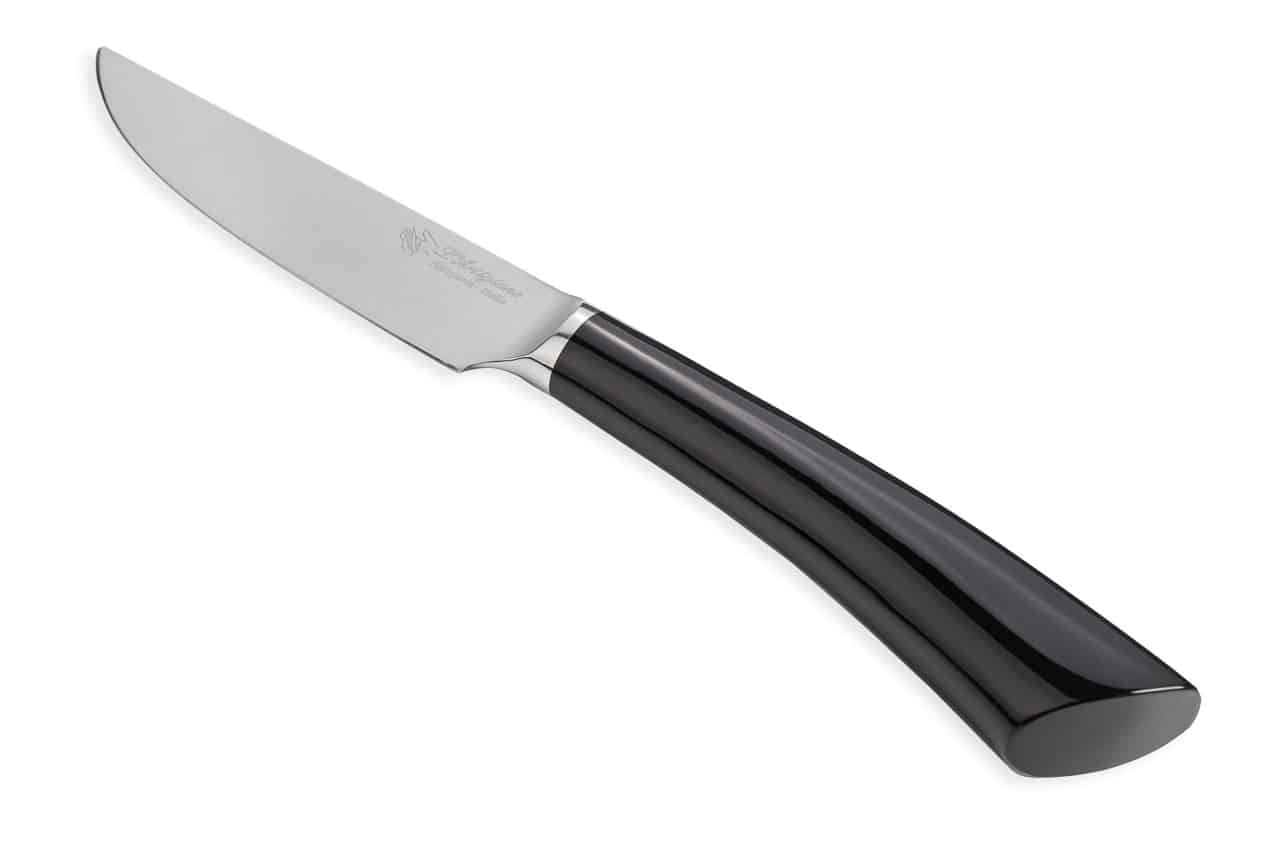 Rustic Steak Knife with Black Resin Handle - Steak and Table Knives - Knife Shop L'Artigiano Scarperia - 02