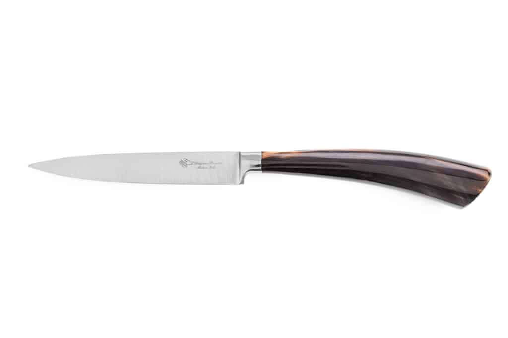 Forged Kitchen Paring Knife with Ox Horn Handle- Kitchen Knives and Accessories - Knife Shop L'Artigiano Scarperia - 01