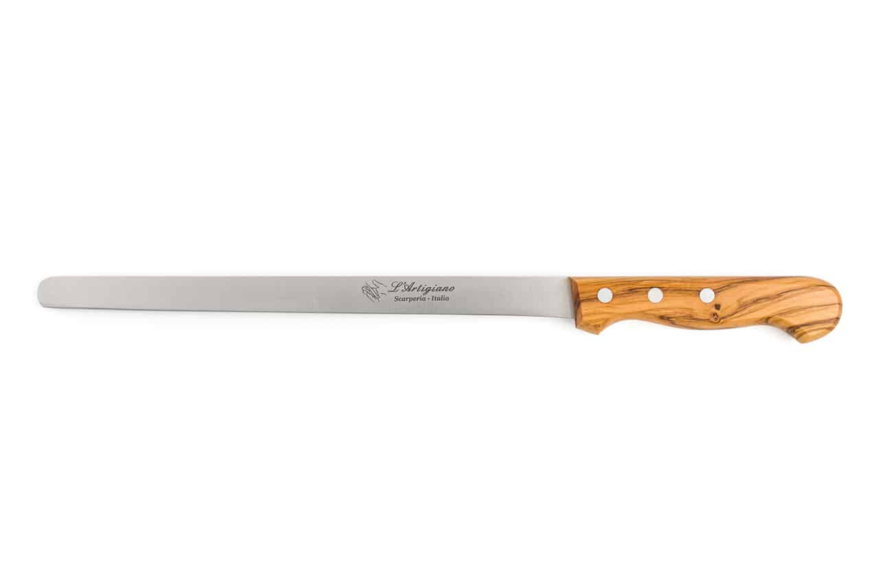 Ham Slicing Knife with Olive Wood Handle - Kitchen Knives and Accessories - Knife Shop L'Artigiano Scarperia - 01