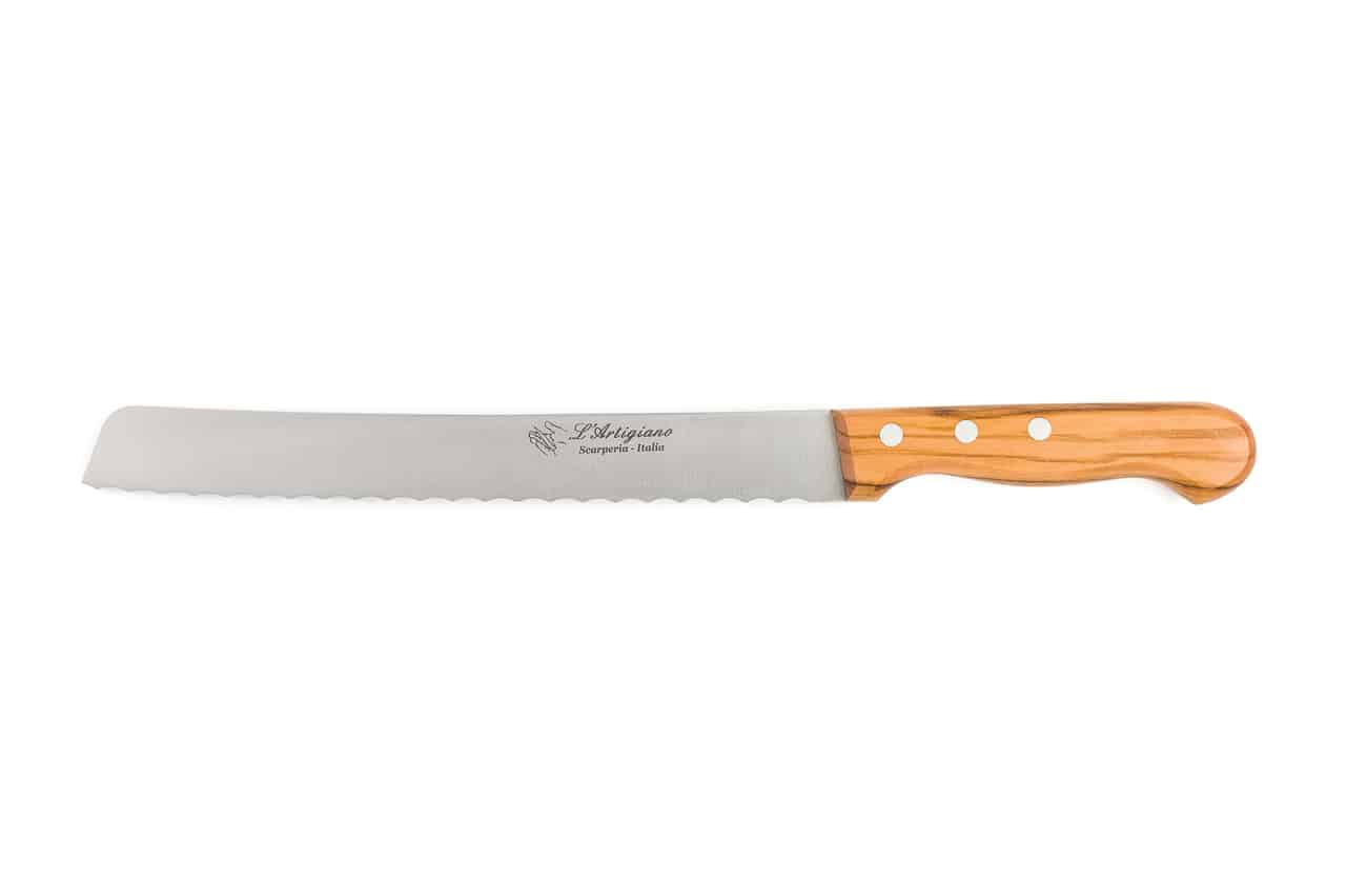 Bread Knife with Olive Wood Handle - Kitchen Knives and Accessories - Knife Shop L'Artigiano Scarperia - 01